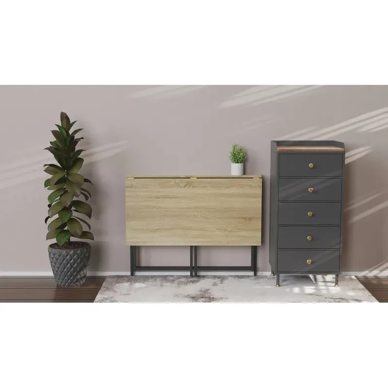 Стіл розкладний Ferrum-decor Moris метал/ДСП Чорний/Дуб Сонома (FRD-104672) - фото 7 Стіл розкладний Ferrum-decor Moris метал/ДСП Чорний/Дуб Сонома (FRD-104672) - фото 7