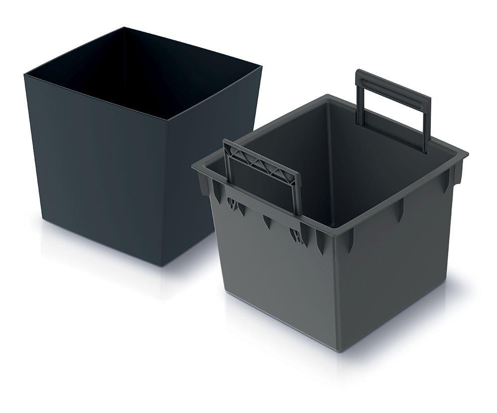 Горщик для квітів Prosperplast Urbi Square Low 24х24х23,5 см квадратний з вкладишем Антрацитовий (88489-433)