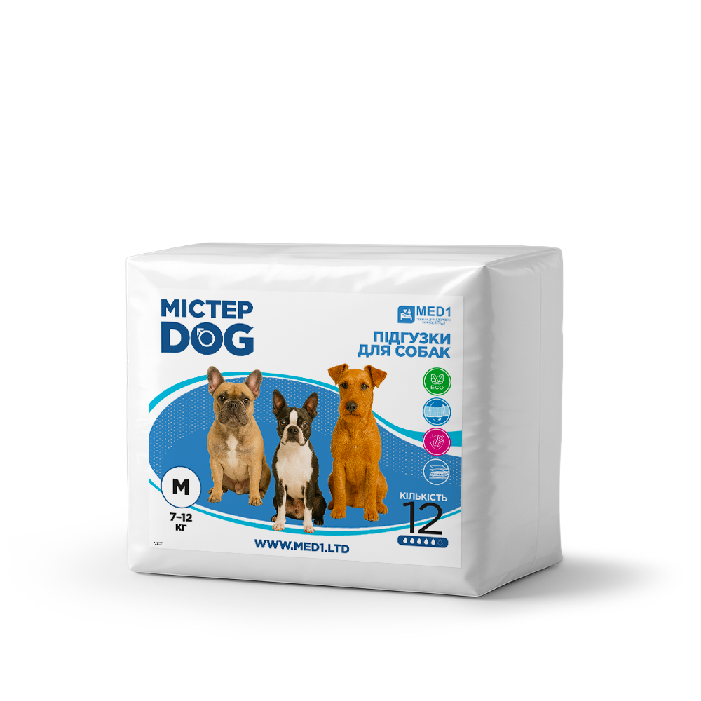 Підгузки для собак Містер Дог M 12 шт. (MED1-MD-M)