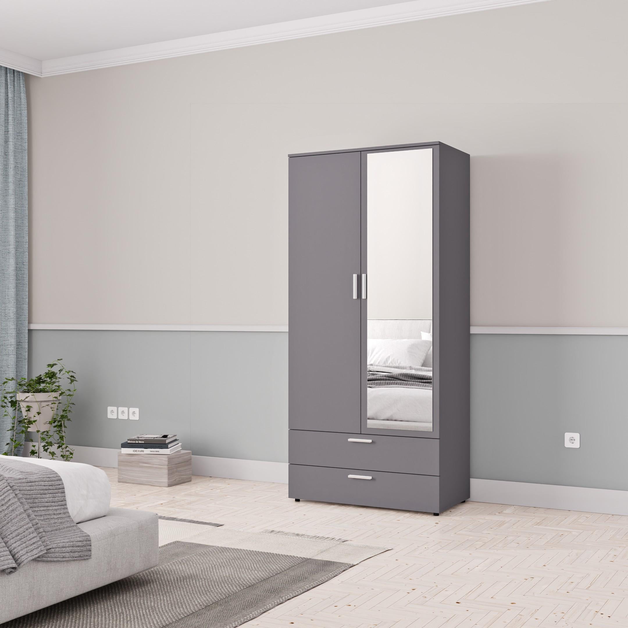 Шкаф распашной с зеркалом Spazio Twodoor 2Д+2Ш, 925х500х1986 мм Антрацит