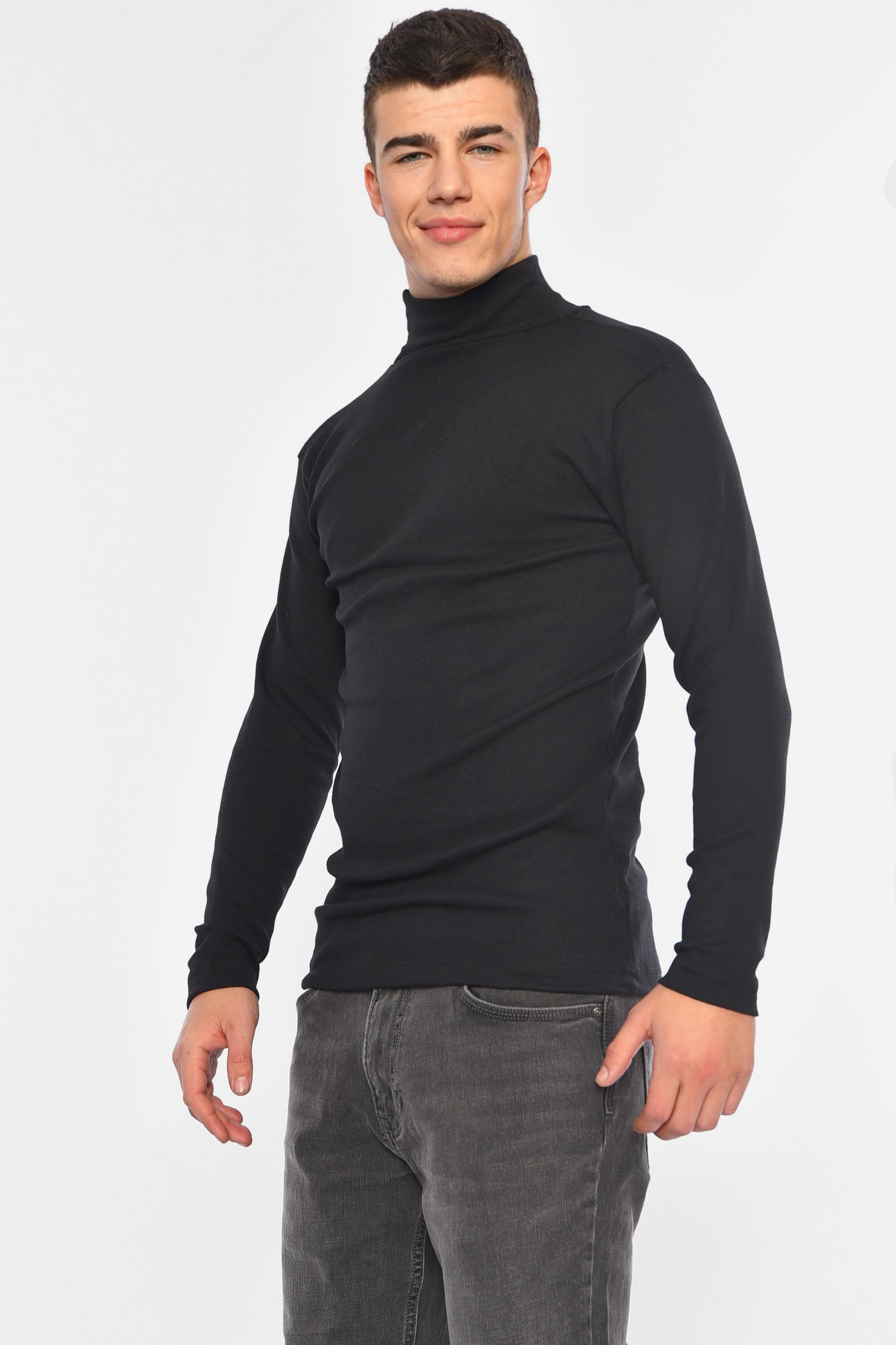 Гольф чоловічий однотонний на флісі S Чорний (194210) - фото 2