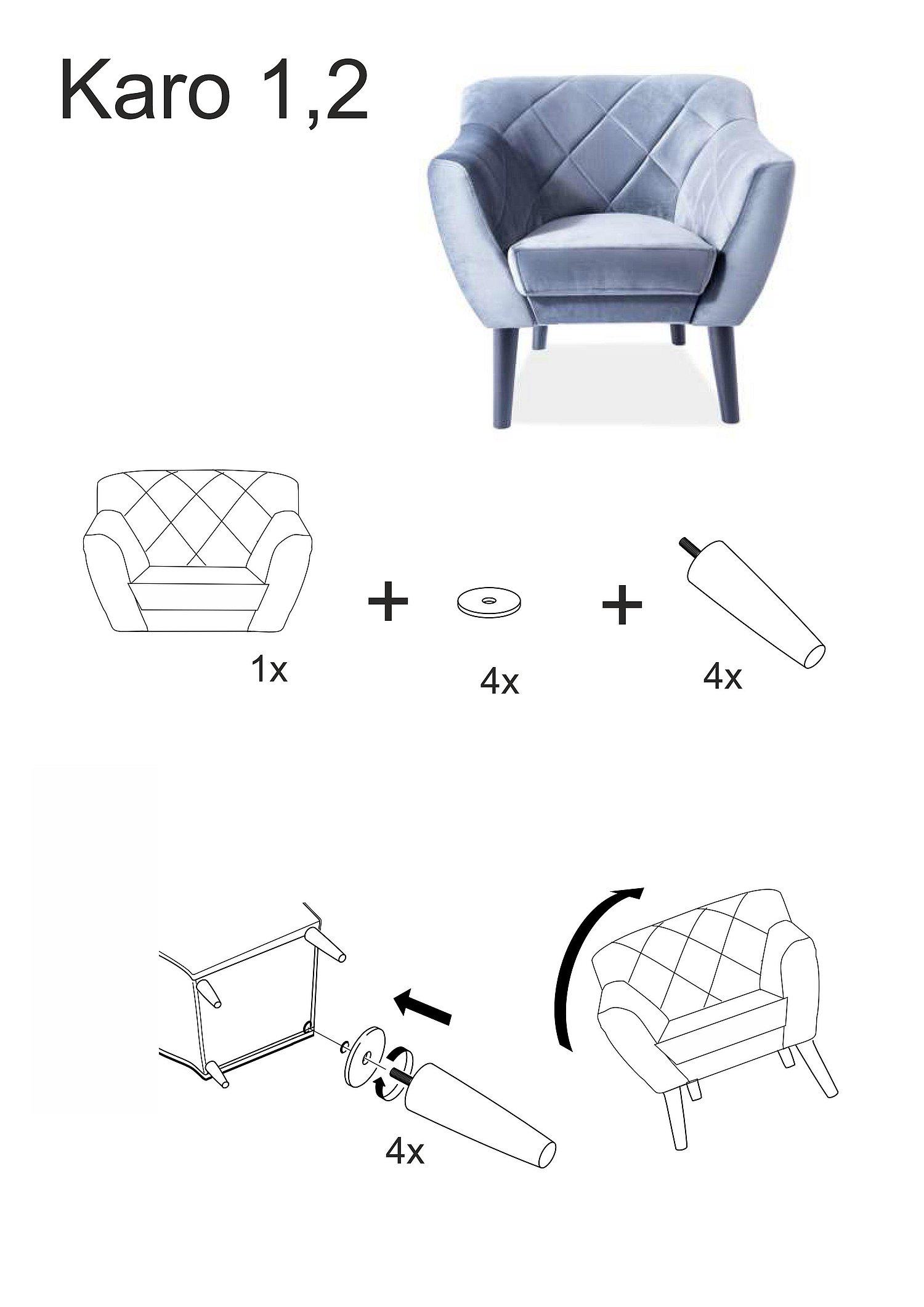 Кресло мягкое Signal KARO 1 Welur Карри (KARO1V68BU) - фото 2