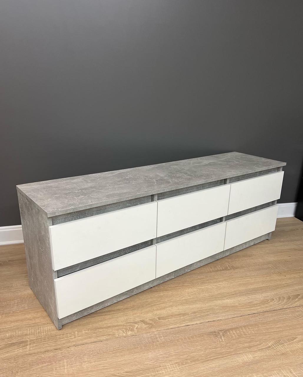 Тумба під ТВ Кватро 6Н 1400х500х370 мм Бетон/Білий