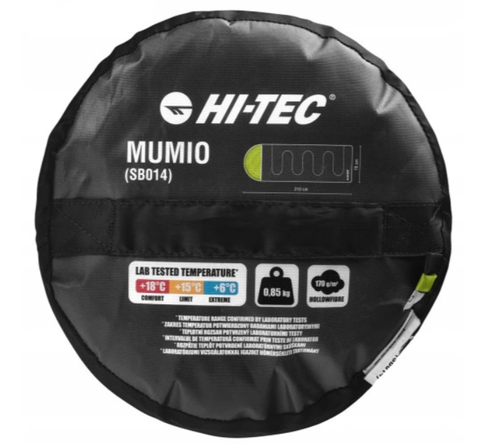 Спальный мешок Hi-Tec Mumio SB014 210x75 см Right Zip Черно-зеленый (JS.120.11) - фото 4