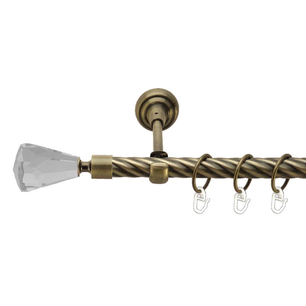 Карниз металлический Orvit Лучетта однорядный открытый/скрученная труба/кольцо металлическое Антик 19 мм 160 см (00-00022015)