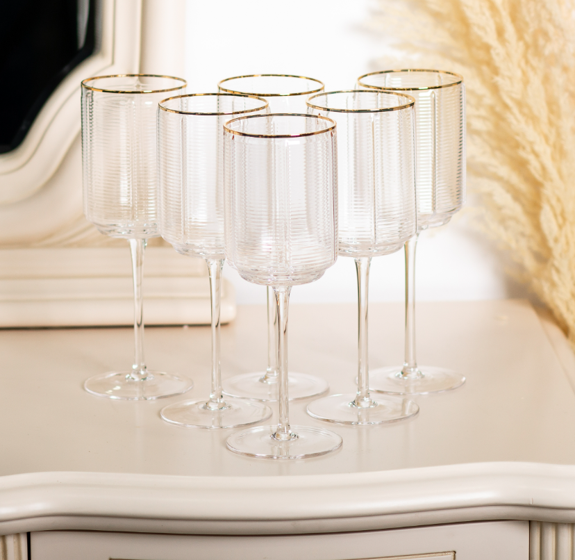 Набір келихів для вина Stunning 6 шт. по 450 мл Прозорий/Золотий - фото 3 Набір келихів для вина Stunning 6 шт. по 450 мл Прозорий/Золотий - фото 3