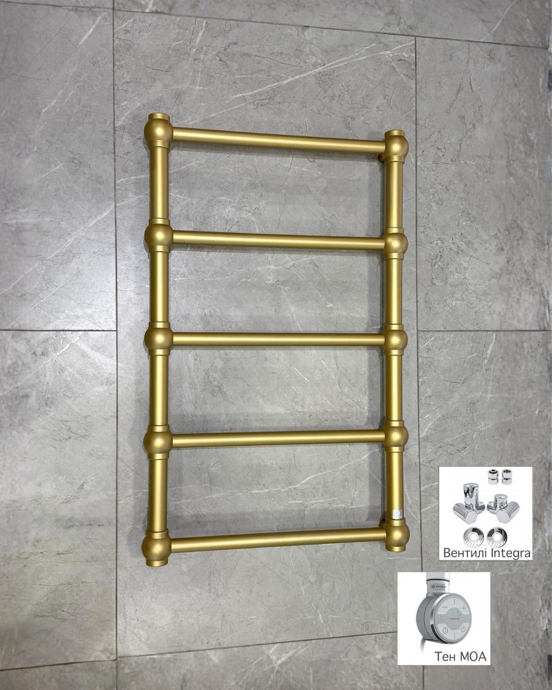 Полотенцесушитель комбинированный Terma RETRO с ТЭНом MOA и вентилем Integra 800x504 мм Brass (886)