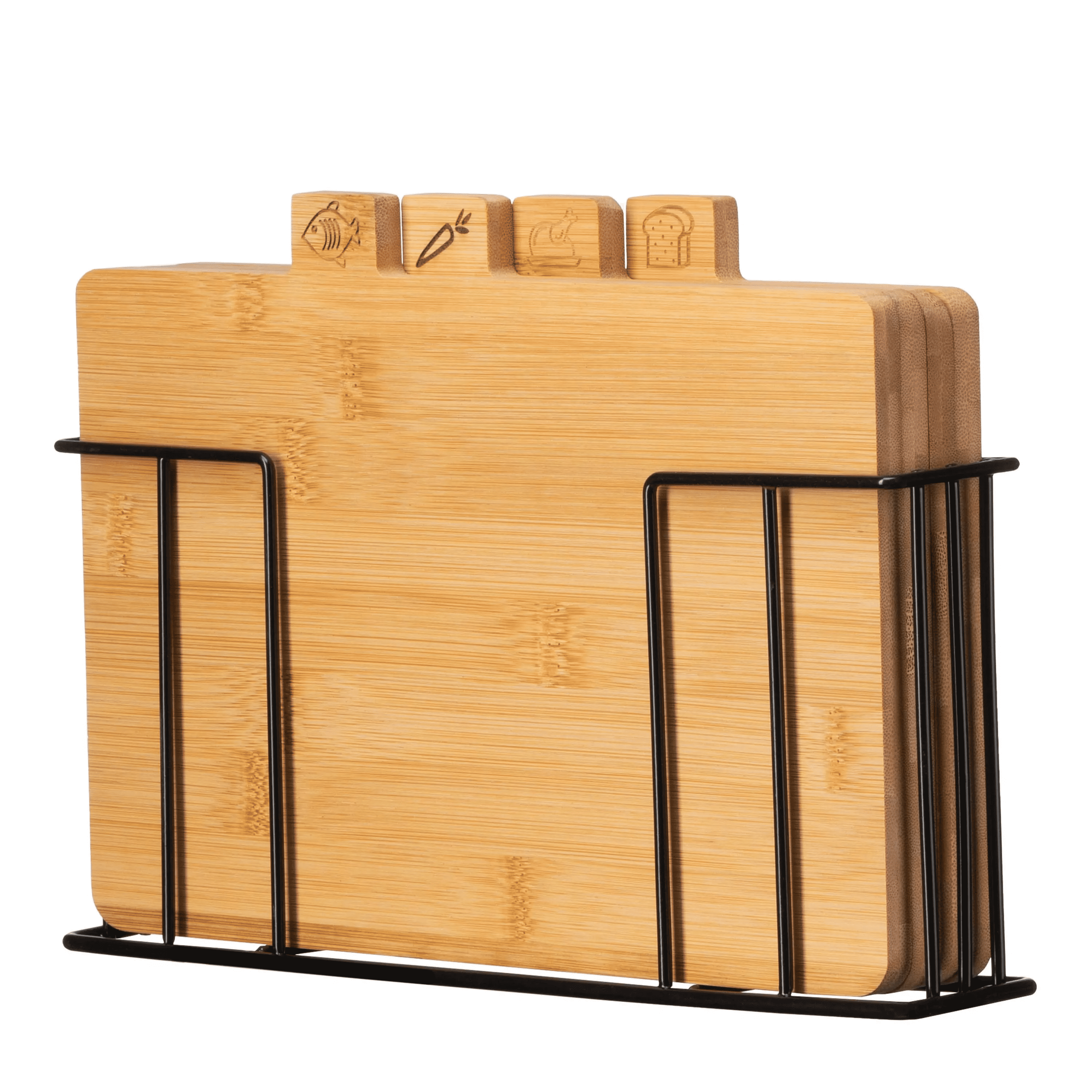 Набор кухонных досок для вырезки на подставке из бамбука и металла 4 шт. 30х5,6х20,3 см Коричневый (AR1430BA1)