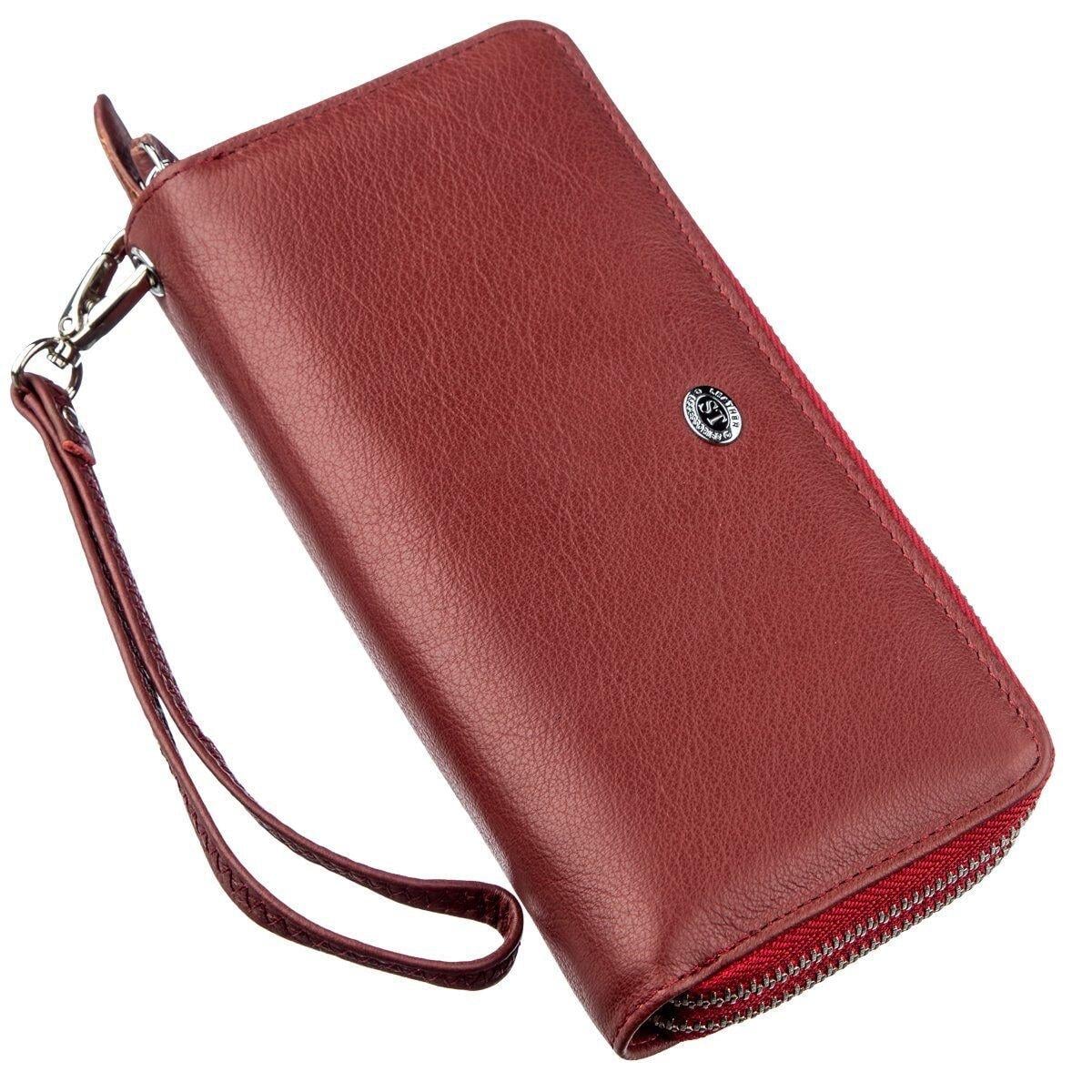 Клатч женский ST Leather 18868 на два отделения из натуральной кожи Красный (168-136-18868)