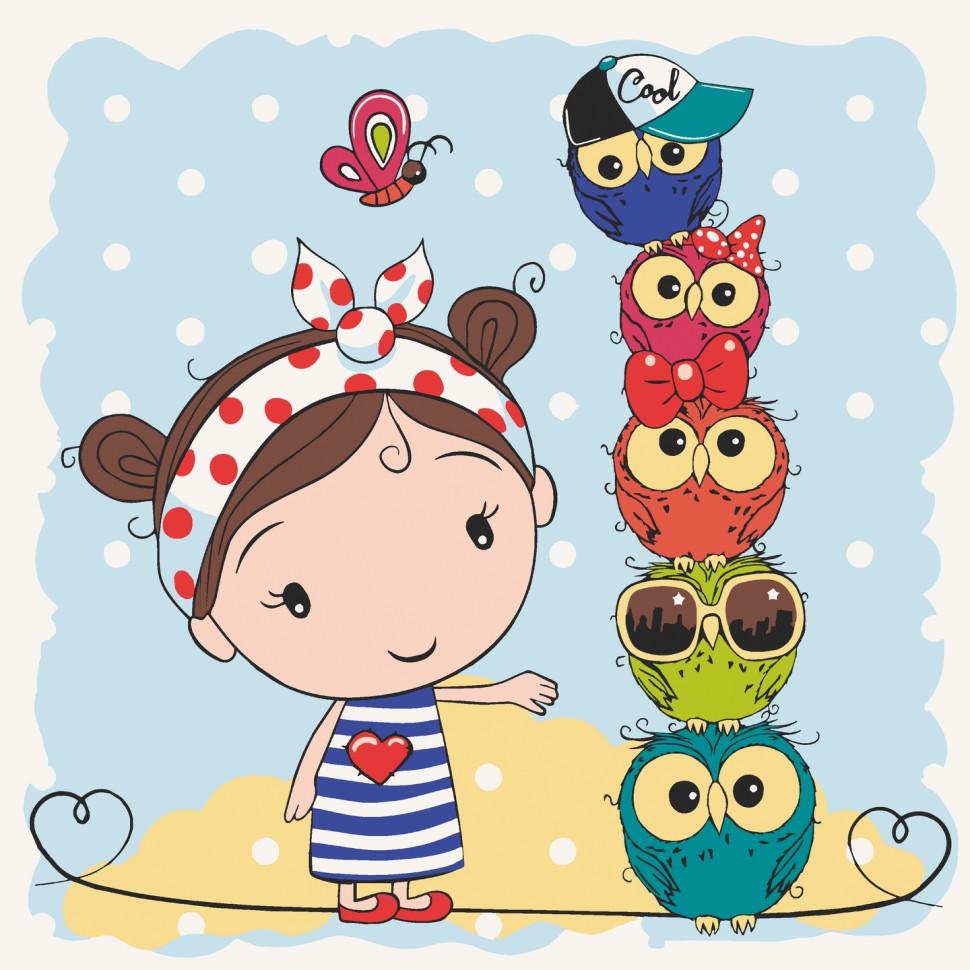 Роспись на холсте Art Craft 15562-AC Девочка и совята 30х30 см