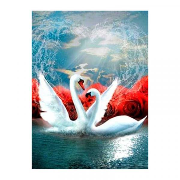 Алмазна мозаїка TK Group Білі лебеді і червоні троянди 40х30 см з рамкою в коробці (GB77196-mt)