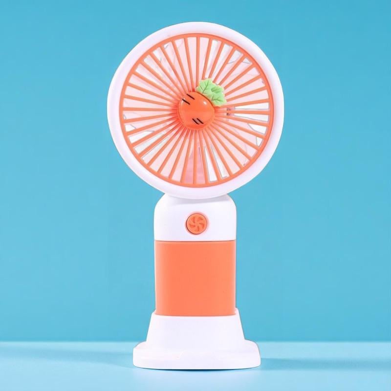 Вентилятор портативный Морковка с фруктовым декором на аккумуляторе и USB (51-пом-39552)
