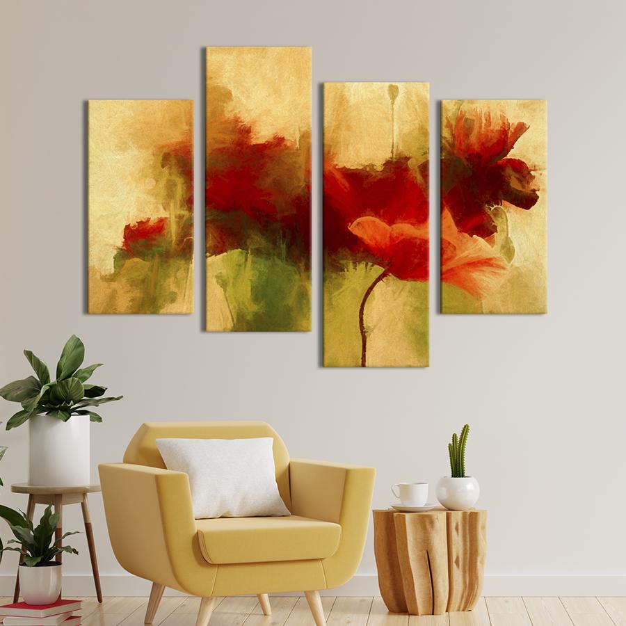 Картина на полотні Акварель червоні маки 129x90 см (970-42)