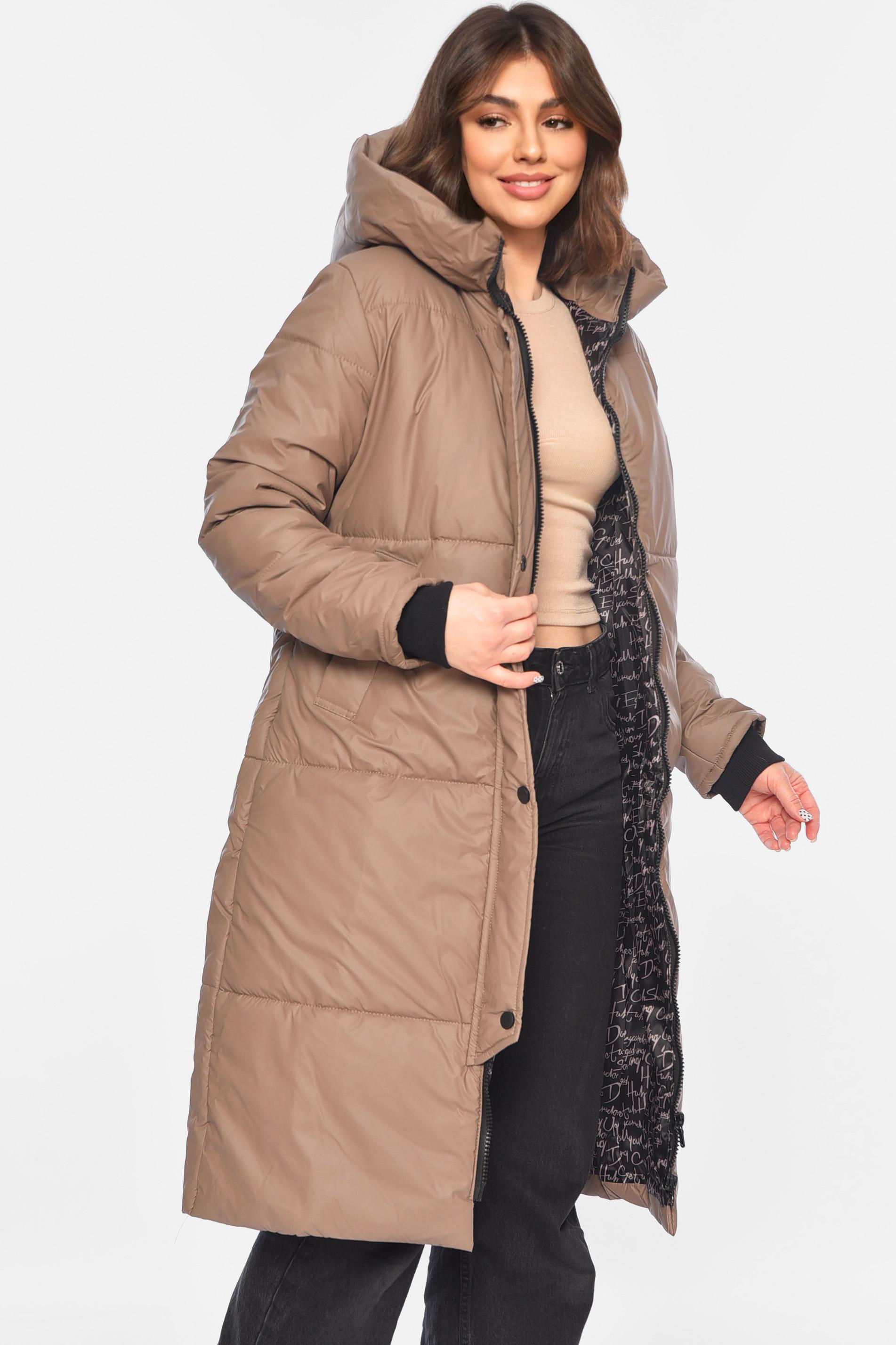 Куртка женская удлиненная демисезонная S Коричневый (196428) - фото 2 Куртка женская удлиненная демисезонная S Коричневый (196428) - фото 2