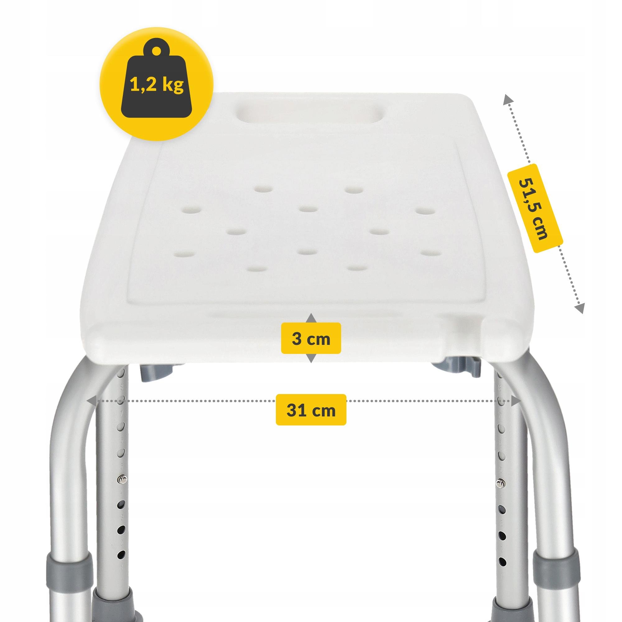 Стілець-табурет 4fizjo для ванної та душу регульований White/Grey (P-5905973403399) - фото 11