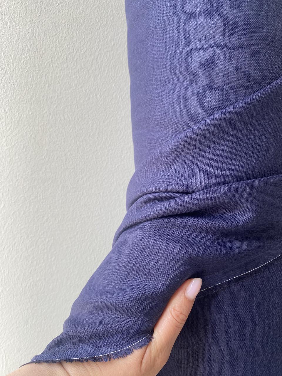 Тканина костюмна пом'якшена LINEN PLUS 100% льон 143 см 1607 Баклажановий - фото 2