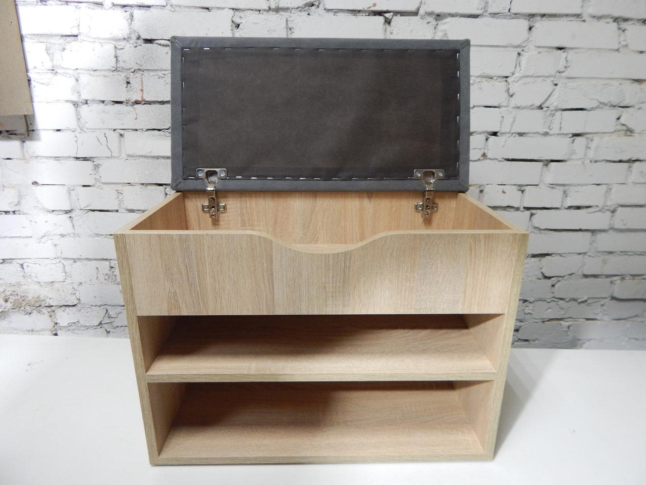 Тумба для обуви ДСП/ткань 30х80х45 см Дубсонома светлый/Серый - фото 3 Тумба для обуви ДСП/ткань 30х80х45 см Дубсонома светлый/Серый - фото 3