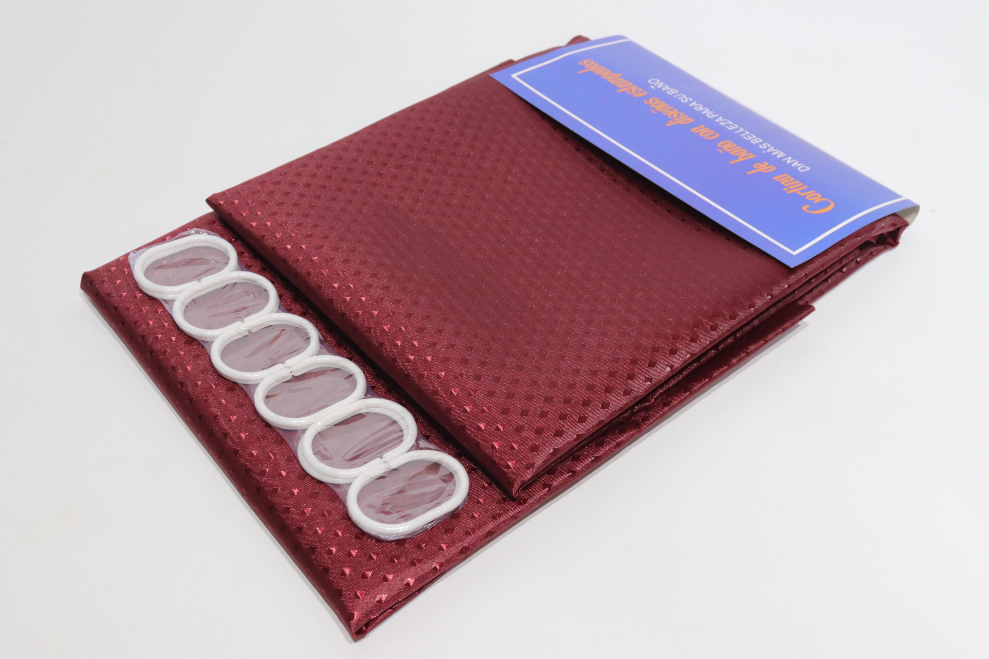 Штора для ванной пика однотонная 240 см Бордовый (5314/bordo)