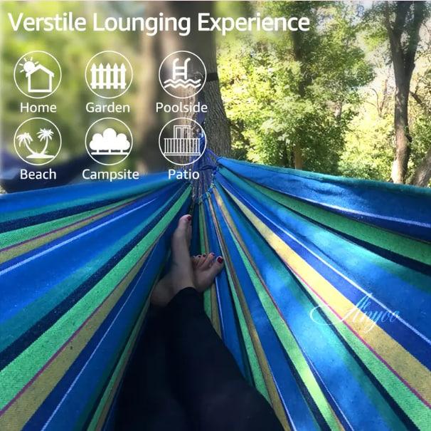 Гамак туристический подвесной хлопковый без планки 200х80 см Синий (gam80blue) - фото 4 Гамак туристический подвесной хлопковый без планки 200х80 см Синий (gam80blue) - фото 4