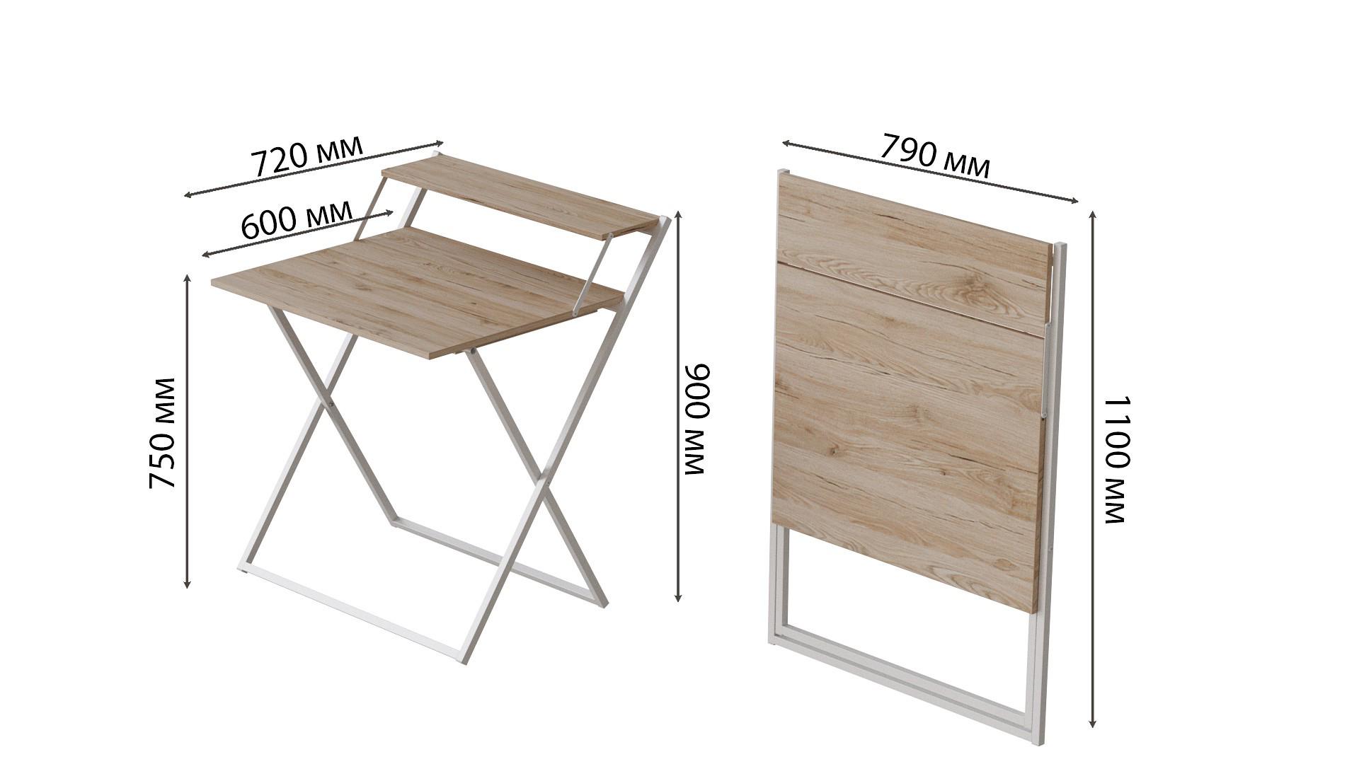 Стіл-трансформер Ferrum-decor Компакт 4 метал/ДСП 16 мм 750x790x720 мм Білий/Дуб Сан-Марино (FRD-104698) - фото 2