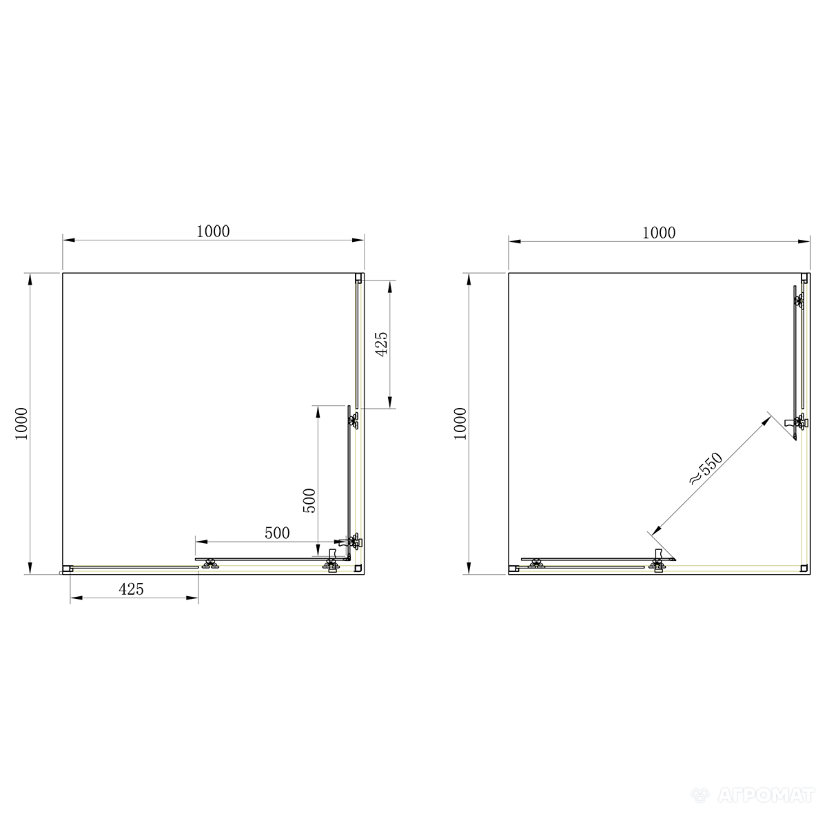 Душова кабіна Primera Frame квадратна розсувна 100х100 см Хром/Прозорий (SHRC53106) - фото 2