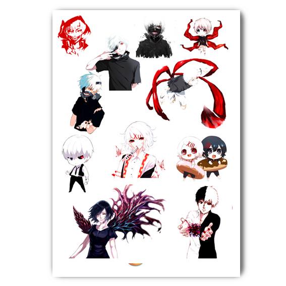 Стикеры наклейки аниме Канеки Токийский гуль А4 лист (stik_028)
