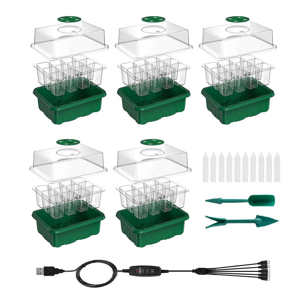 Лотки-касети для розсади з підсвіткою на 12 рослин 5 комплектів (LTKRSL-0780) - фото 1