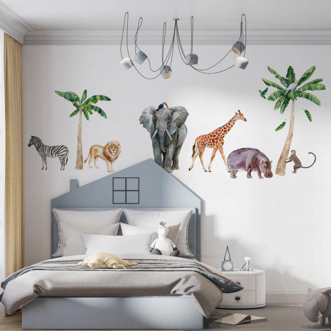 Стікери дитячі на стіну Тропічні тварини Sticker Wall SW-00000990 30х40 см 4 аркуші 120х40 см