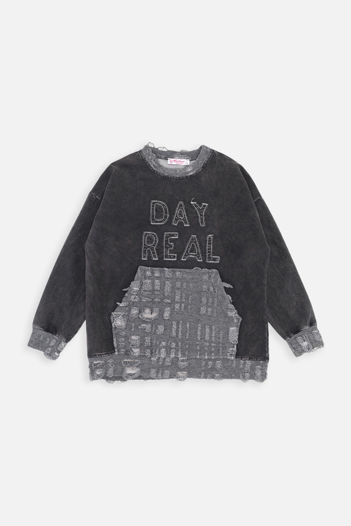 Свитшот для девочки 152 см Темно-серый (SKT001027948)