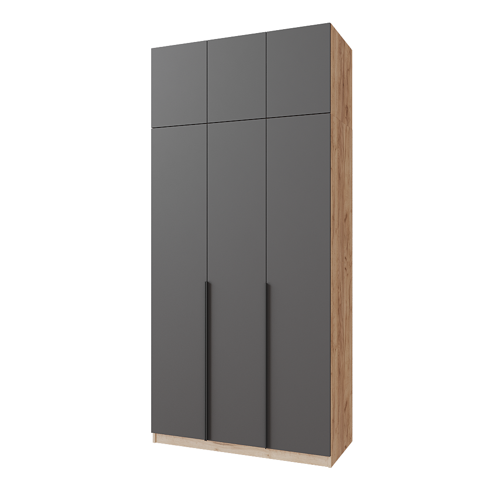 Шкаф распашной с антресолью Меблітренд Чиназес Чиа-1200.4 1200х500х2450 мм Дуб крафт золотой/Графитовый (26841583)