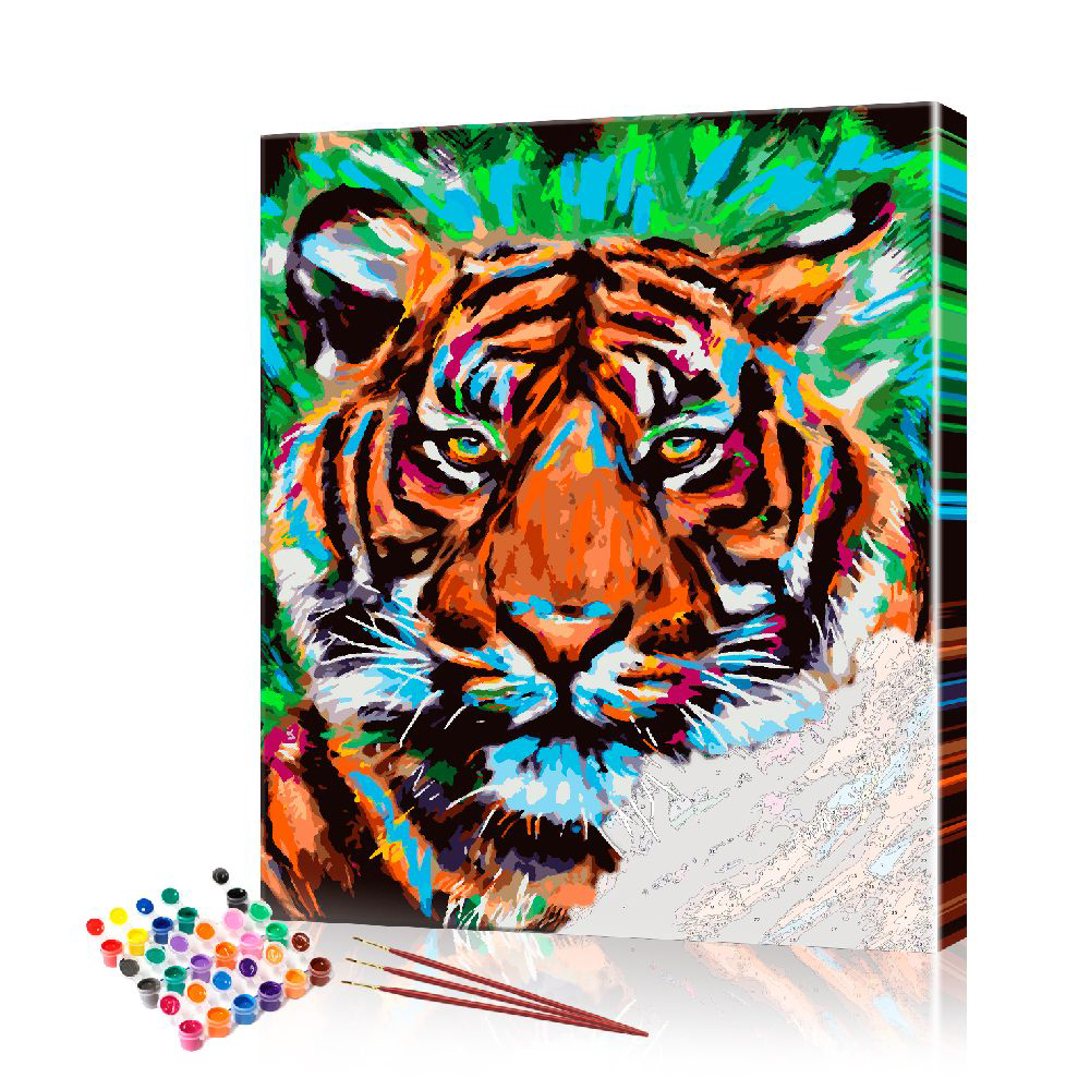 Картина по номерам ArtSale Тигр на зеленом PBN0037 30х40 см