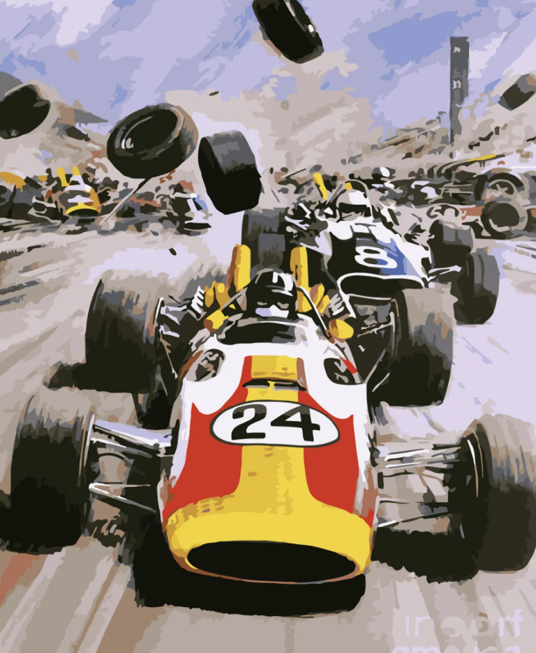 Картина по номерам Strateg Премиум Гонки с лаком и уровнем 40x50 см (SY6640)