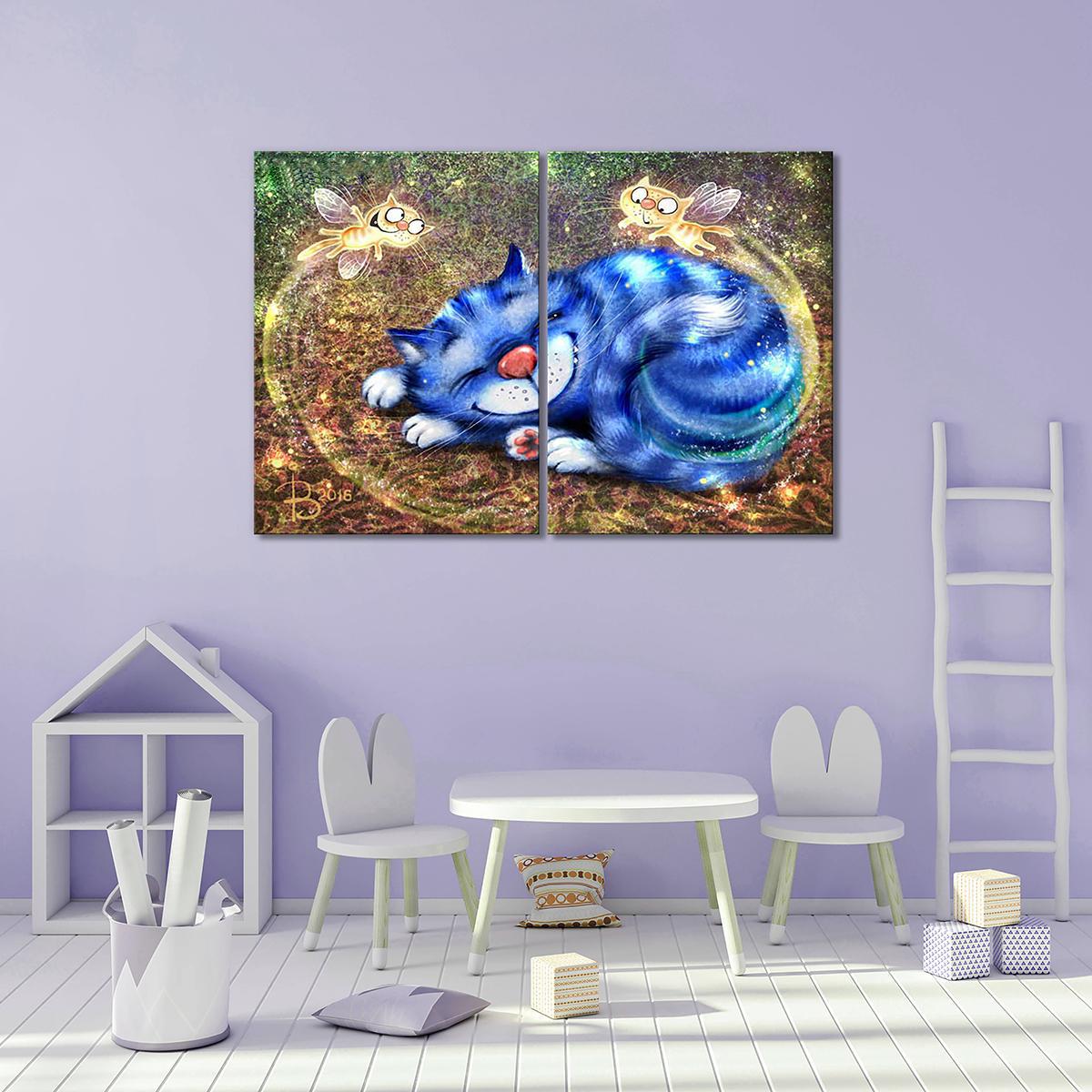 Модульная картина Котофеечки сладких снов 2 модуля 40х60 см