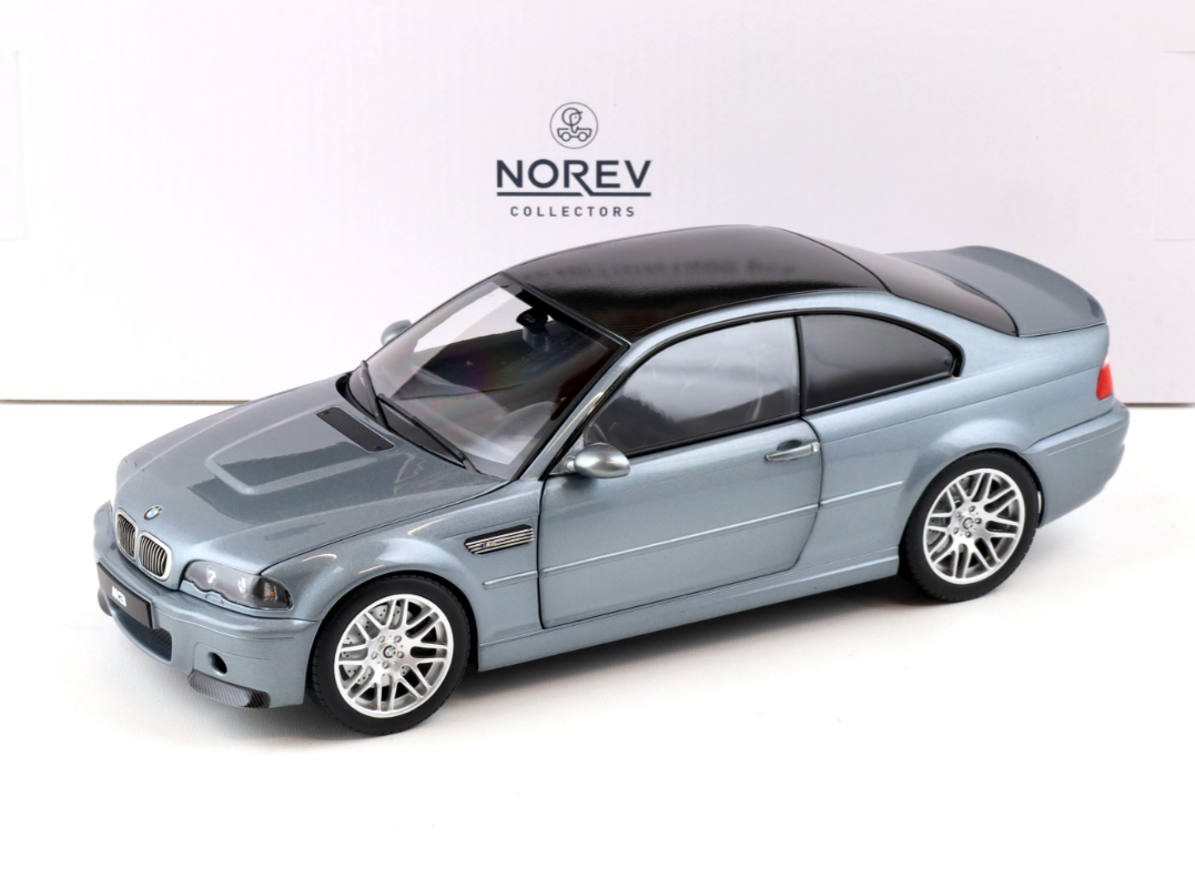 Модель автомобиля Norev 1:18 BMW M3 CSL E46 Coupe 2003 Grey Metallic (183016)