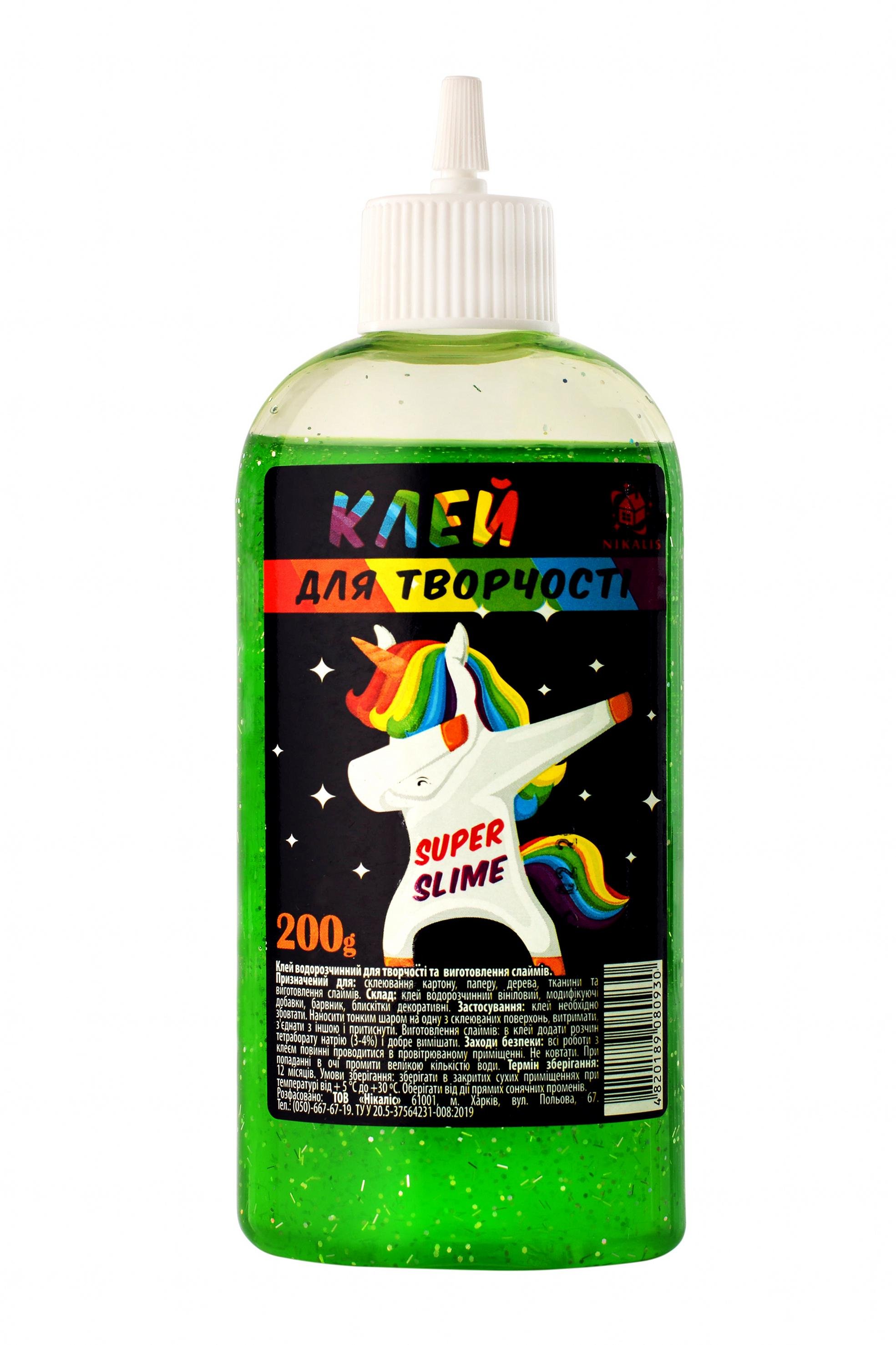 Клей основа для изготовления слаймов и лизунов Nikalis 200 г Зеленый