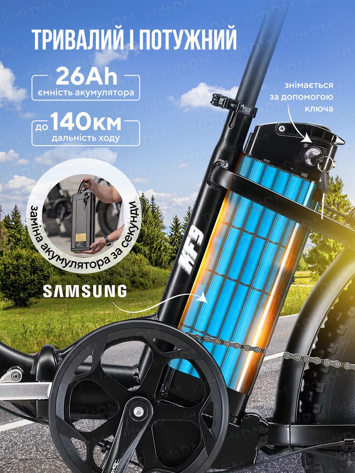 Електровелосипед складаний KETELES KF9 750W 26Ah з широкими колесами Чорний (73481) - фото 5