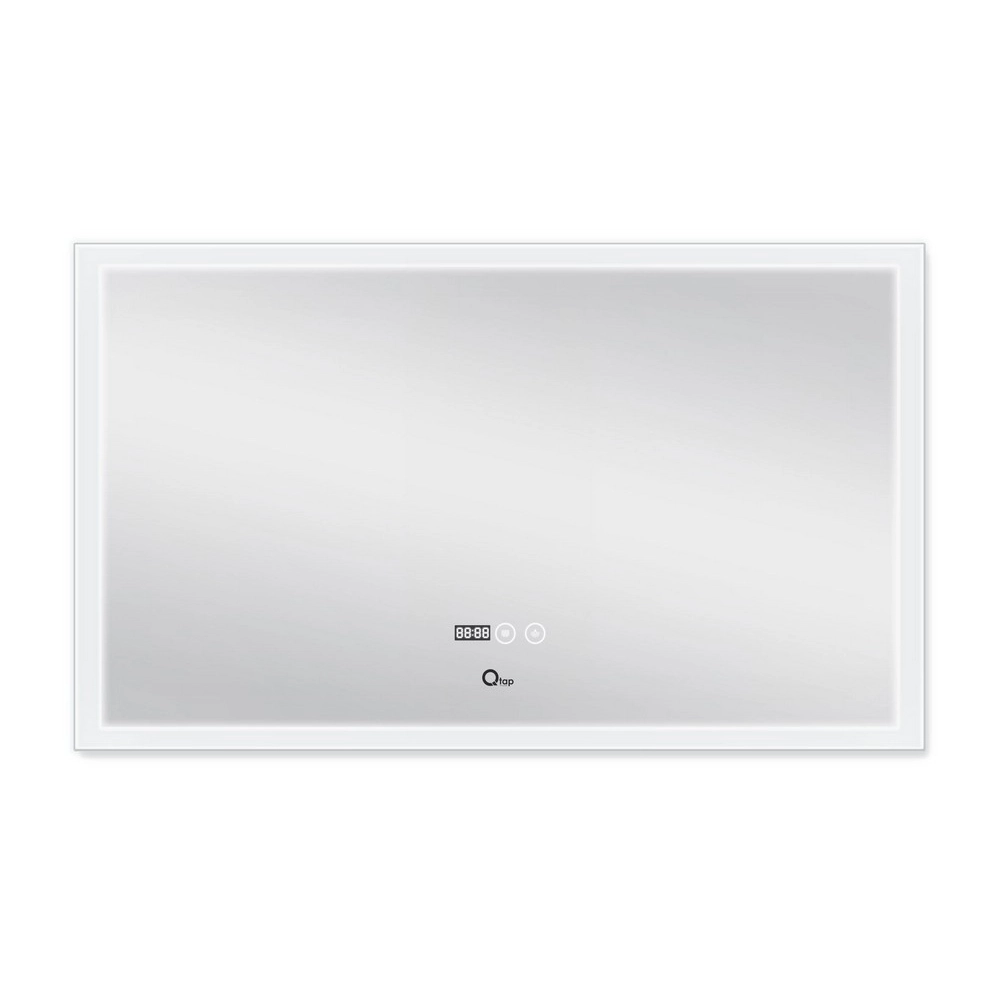 Дзеркало настінне з LED-підсвічуванням Touch Qtap Mideya Classic прямокутне з антизапотіванням/годинником/димером 1000х600 мм (34658)