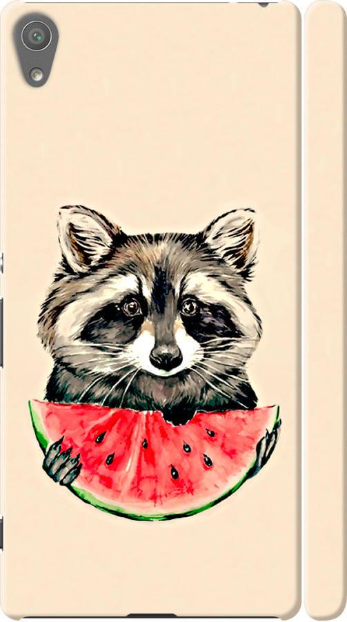 Чехол на Sony Xperia XA F3112 Енотик с арбузом (4605m-399-42517)