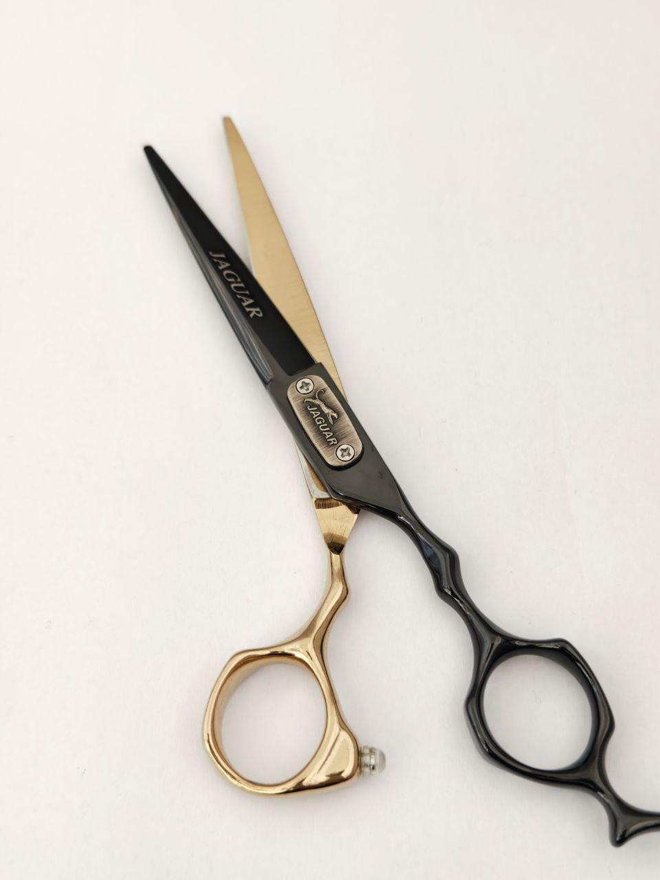 Ножиці професійні перукарські Jaguar 6" Чорно-золотий