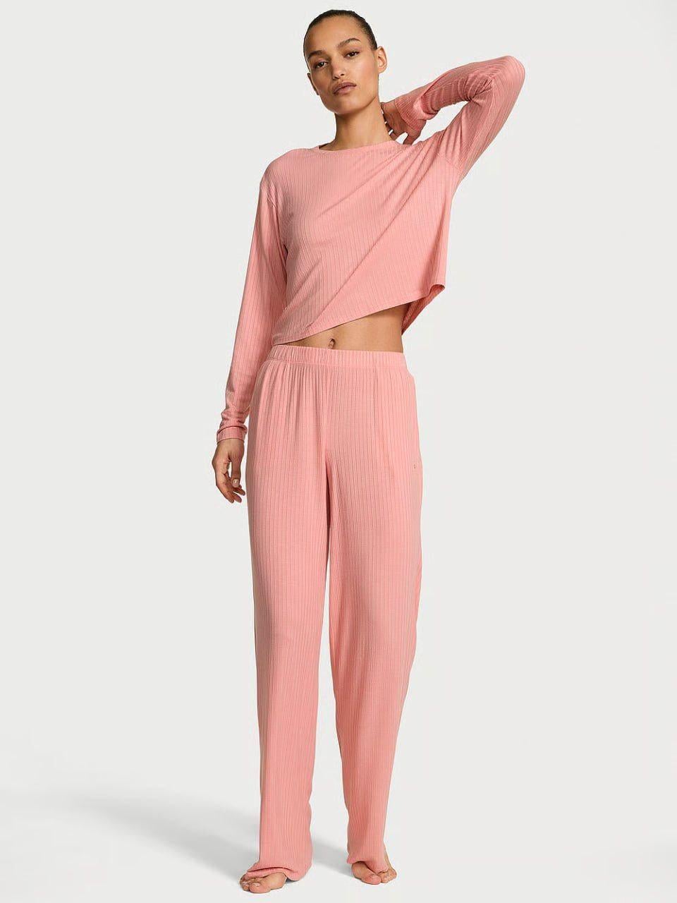 Пижама Victoria's Secret SoSoft Modal Wide-Rib Long Lounge Set M Розовый (27178724D)