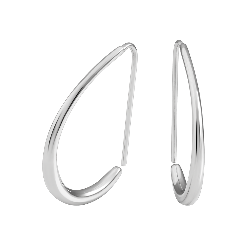 Серебряные серьги-протяжки гладкие полукруги без вставок