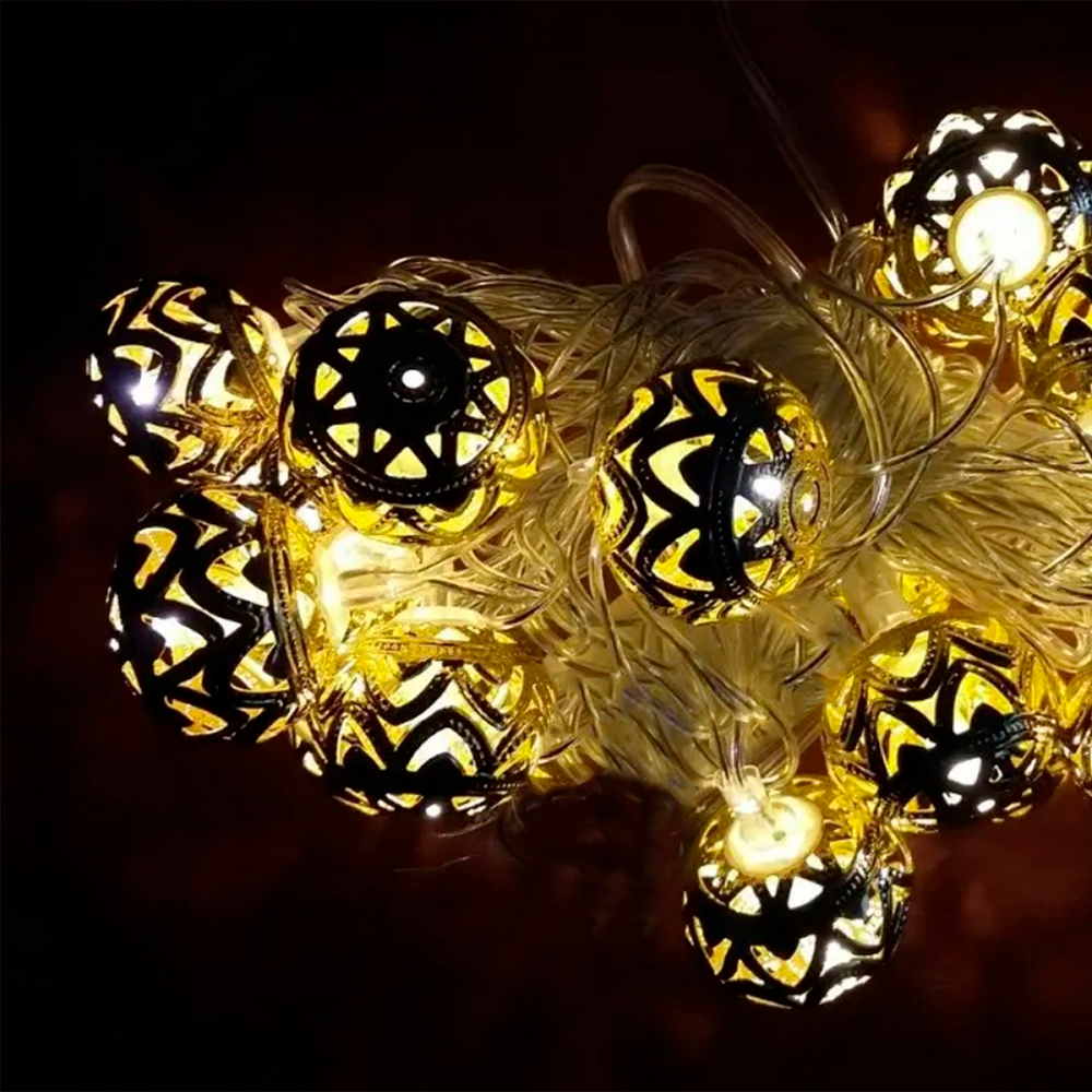 Гірлянда на ялинку світлодіодна Новорічні кульки 5 м 20 LED 220 В Теплий білий/Золотистий - фото 5
