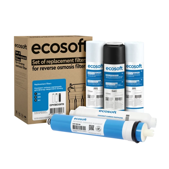 Комплект Standard картриджей Ecosoft для фильтра обратного осмоса без минерализатора 5 шт. (CPV5POST50GPD)