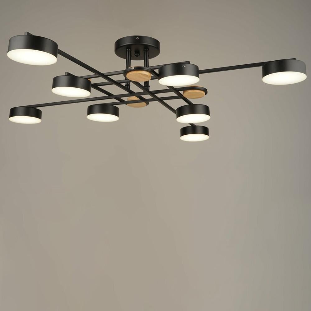 Люстра потолочная светодиодная Light House SRS-19603/8 112 W BK/WOOD Черный