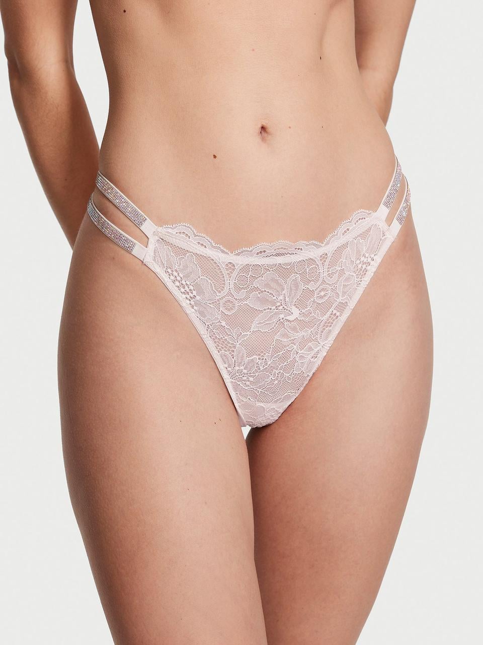 Трусики женские Victoria's Secret Double Shine Strap Lace Brazilian XS Белый (2249101675)