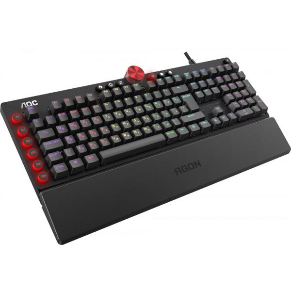 Клавиатура игровая механическая AOC AGK700DR2R gaming RGB USB Cherry Red Switch подставка (585237) - фото 4