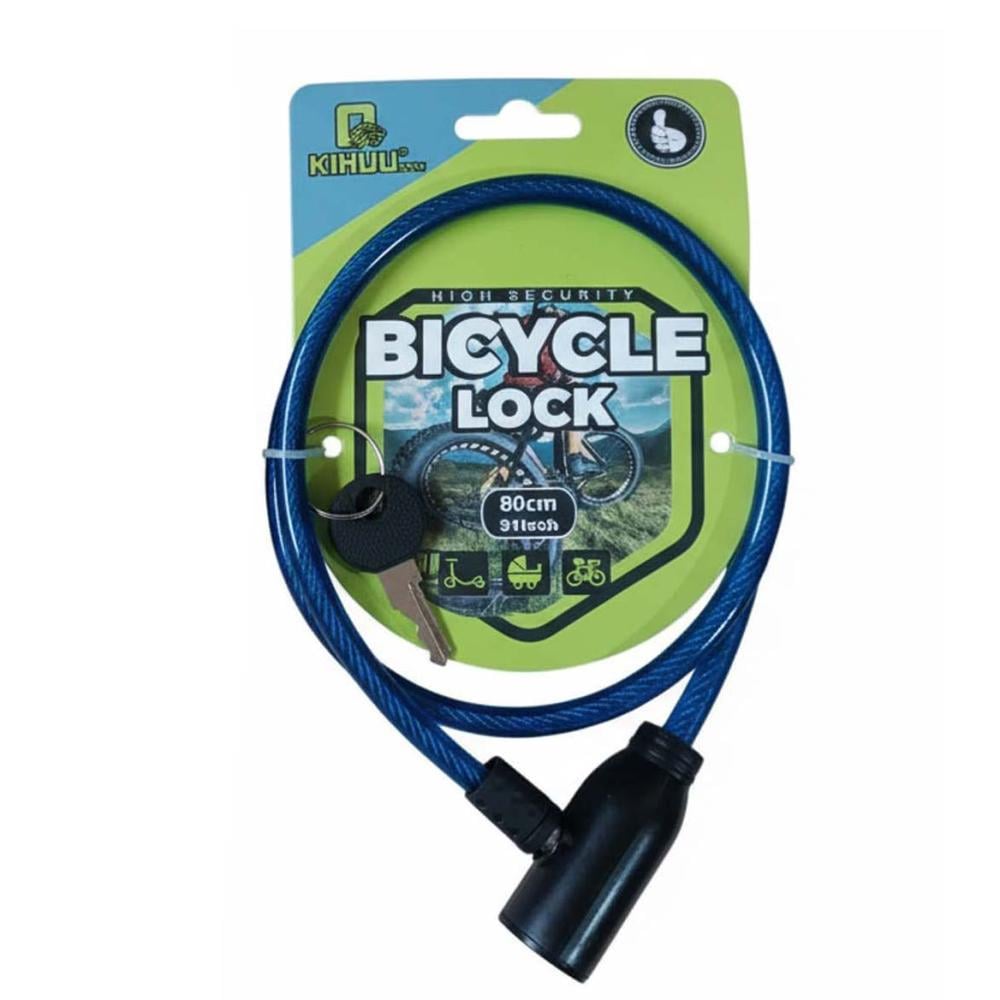 Замок велосипедний KIHUU LOCK 801 тросовий 0,8х80 см з двома ключами Blue (29876013)