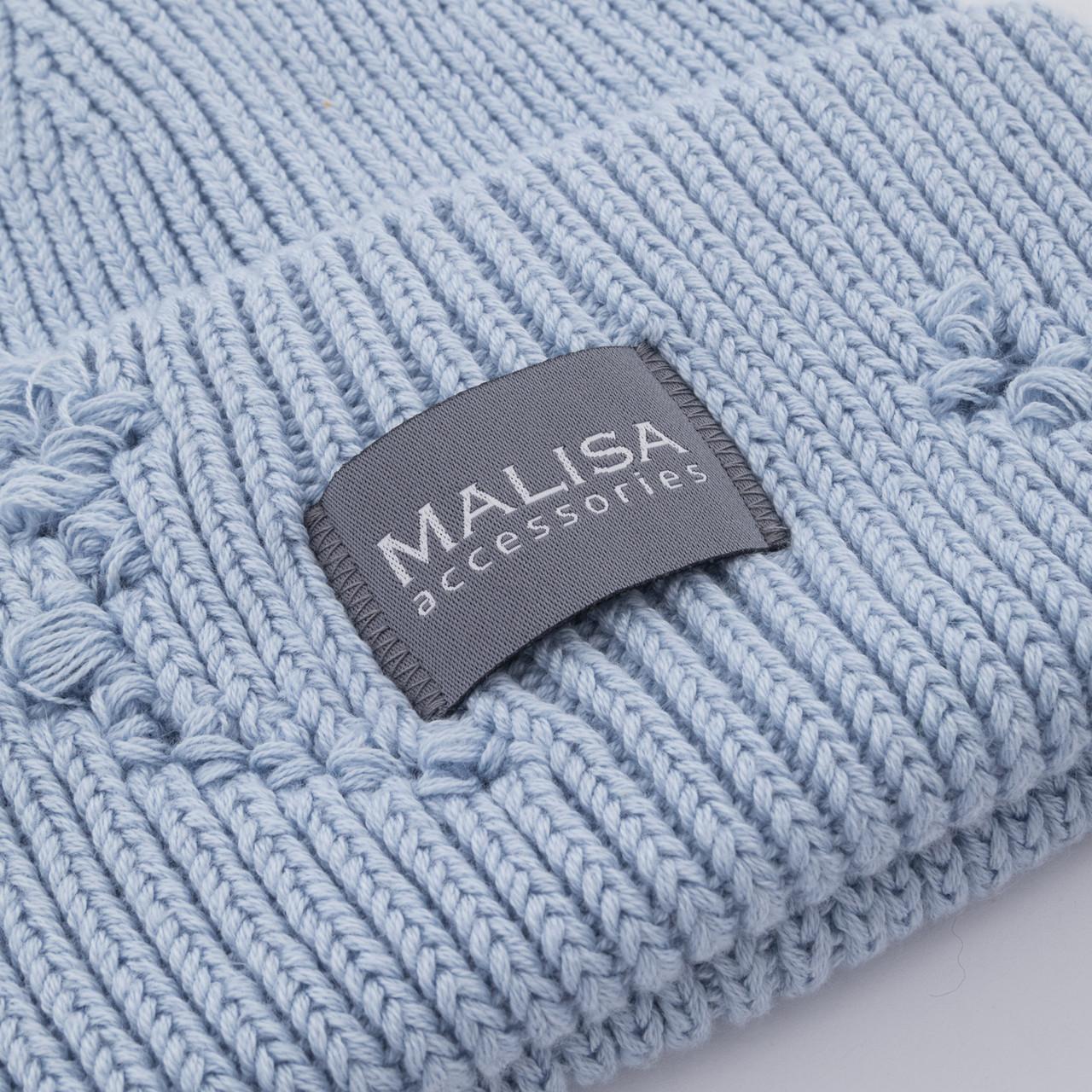 Шапка жіноча Malisa БРУНО без підкладки рвана з емблемою на відвороті one size Світло-блакитний (253771) - фото 4