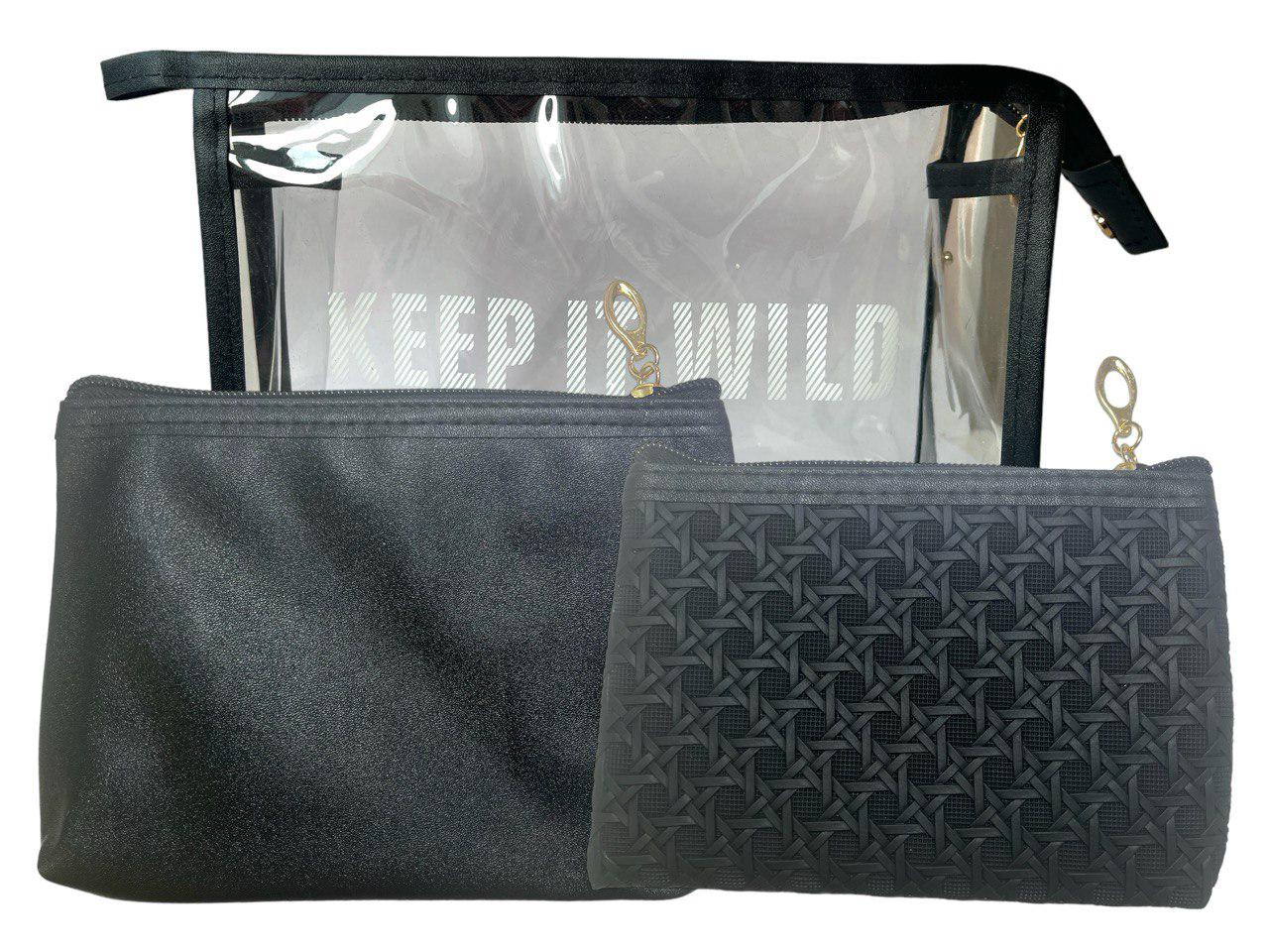 Набор женских косметичек KEEP IT WILD АРТ 107-3 23x15/18x12,5/15,5x11,5 см 3 шт. Черный (24423141)