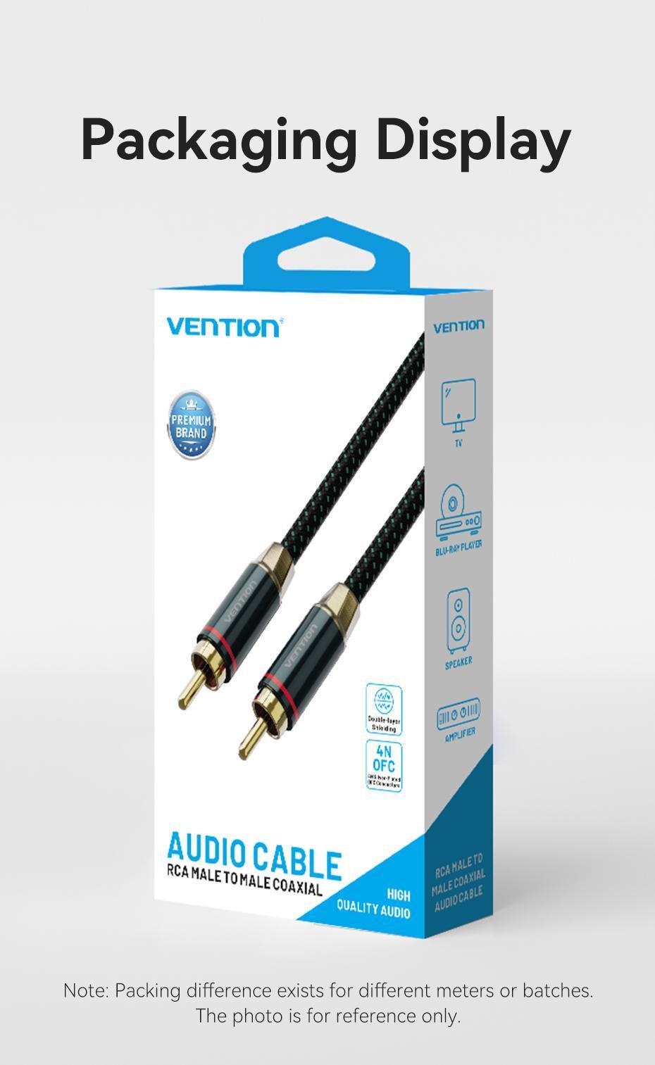 Аудіокабель коаксіальний Vention RCA-RCA посріблена мідь OFC обплетення/позолочені конектори 8 м Зелений (BCTGK) - фото 11 Аудіокабель коаксіальний Vention RCA-RCA посріблена мідь OFC обплетення/позолочені конектори 8 м Зелений (BCTGK) - фото 11